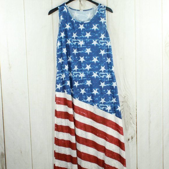 Unbranded Dresses & Skirts - American Flag Lightweight Sleeveless Long Casual Everyday Dress Size L/XL